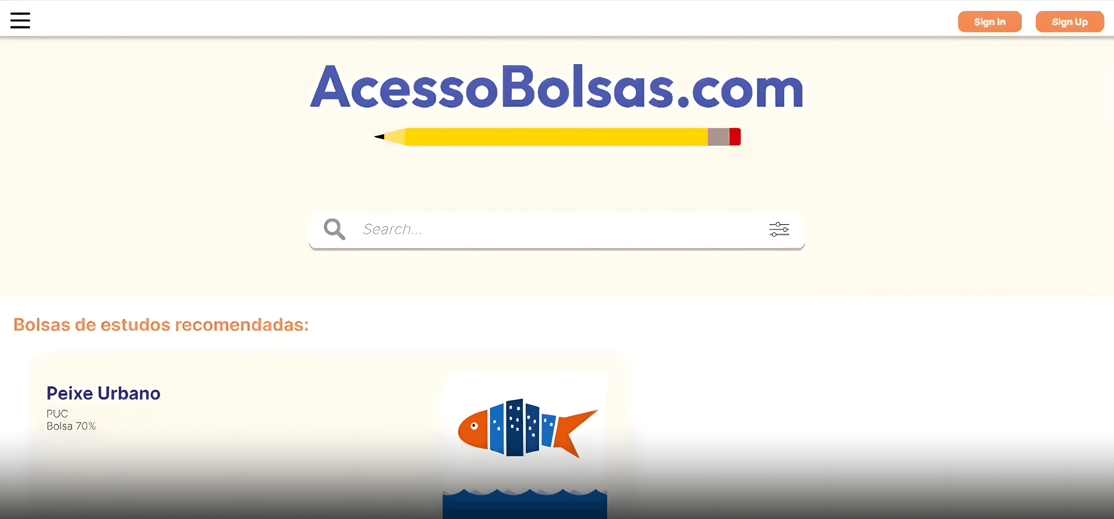 Screenshot of AcessoBolsas.com - Scholarship Platform