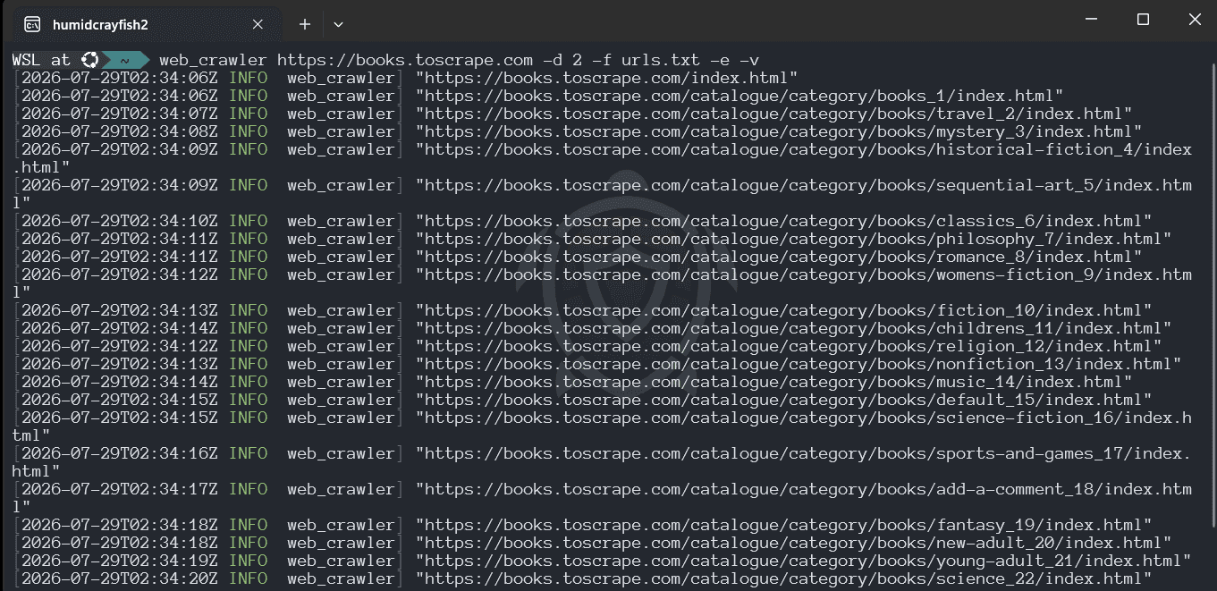 Screenshot of Rust Web Crawler - Domain Link Crawler